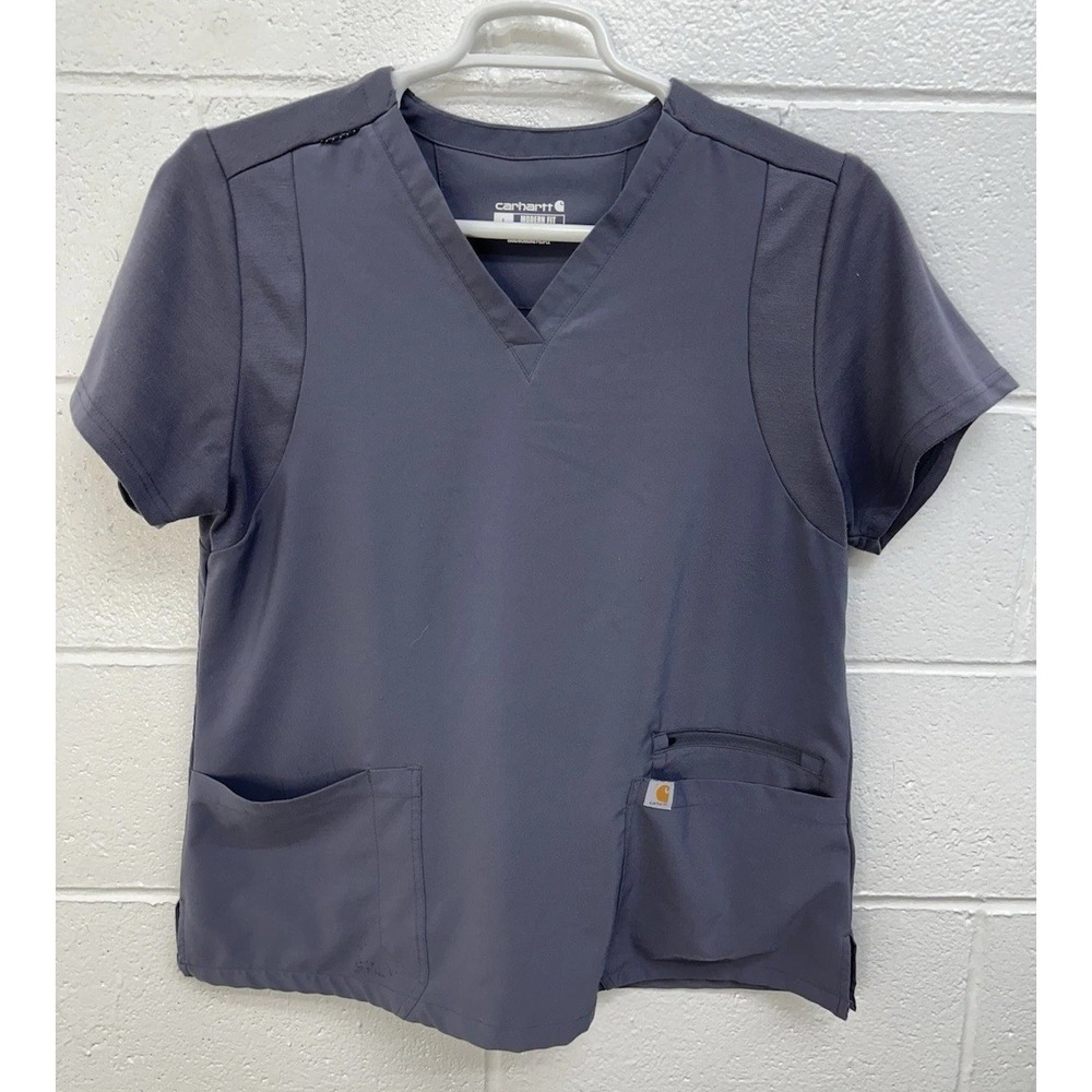 Carhartt‎ Force Cross-Flex Women's Flex Panel V-Neck Scrub Top Gray Large